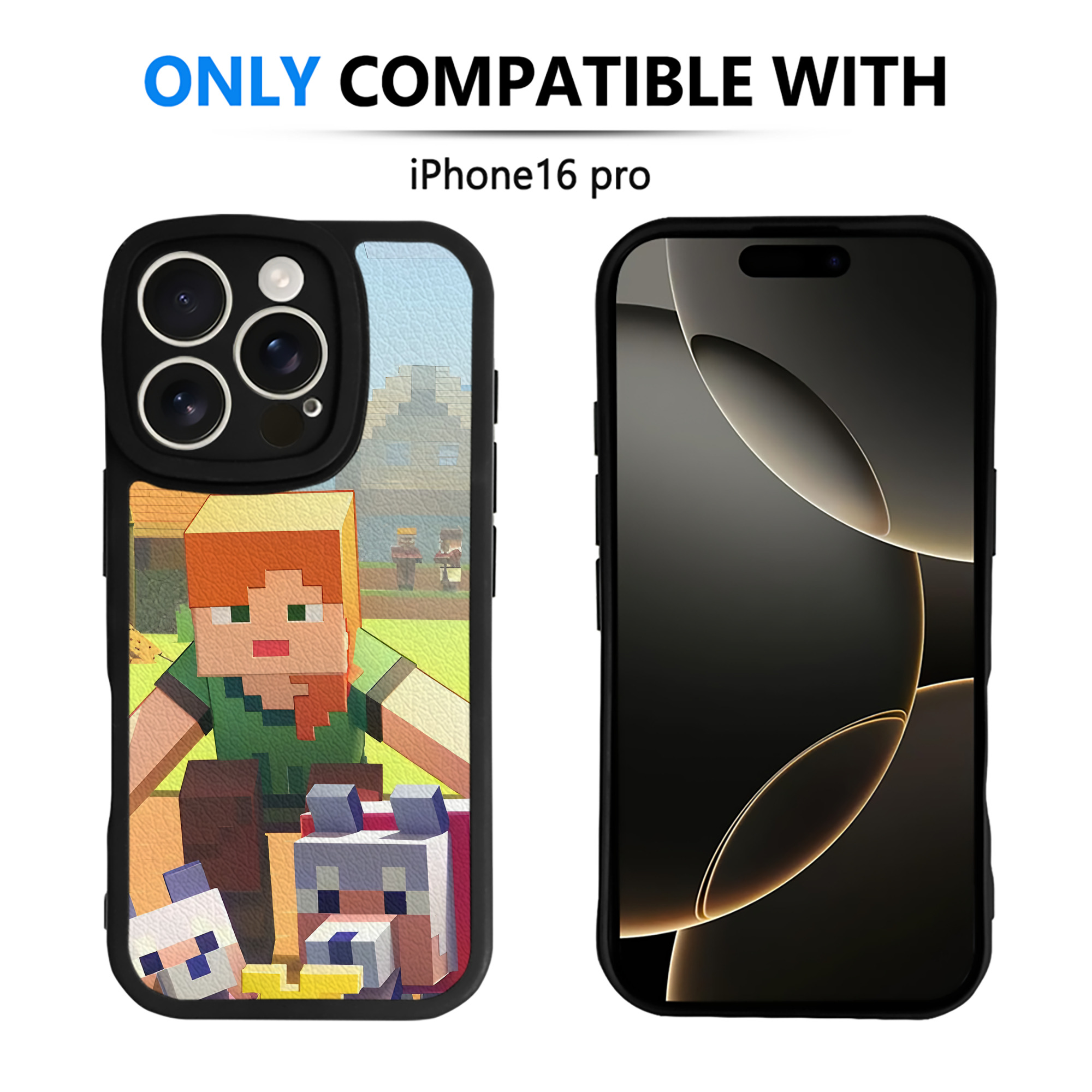 （画像用） マインクラフト ブロックの世界 Minecraft MC Block world 【iPhone 16シリーズ対応】シリコンスマホケース（レザー調） 材質：シリコン